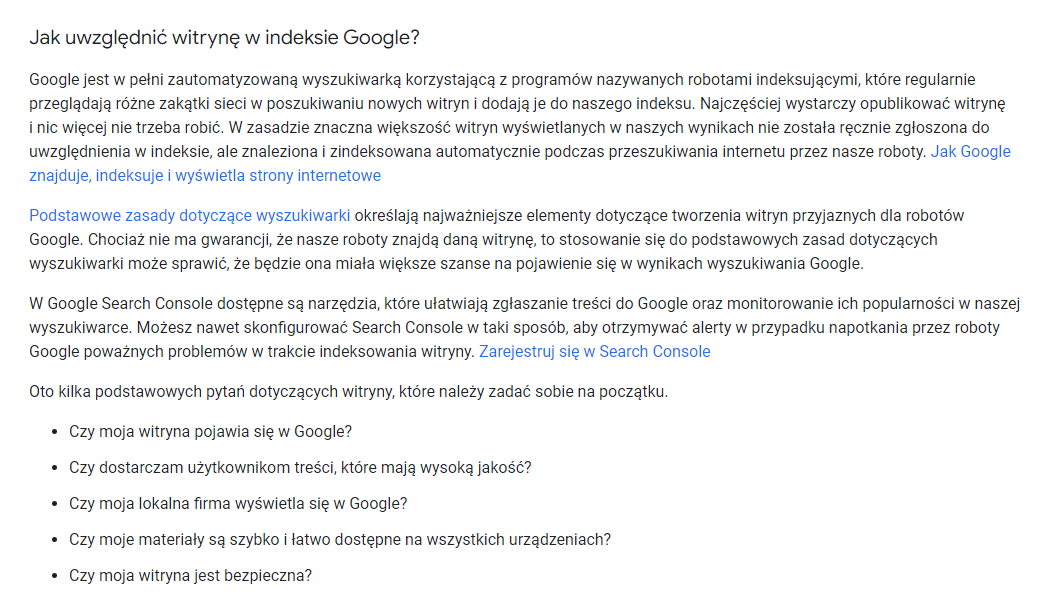 Agencja marketingu SEM w Kobylance - Instrukcja jak uwzględnić witrynę w indeksie Google.