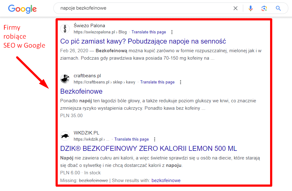 Pozycjonowanie lokalne w Głogowie - Wyniki Google dla zapytania