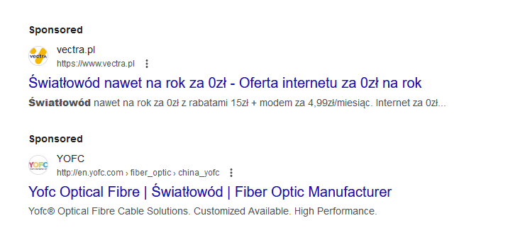 Przykładowe nagłówki i wezwania do działania Google Ads.