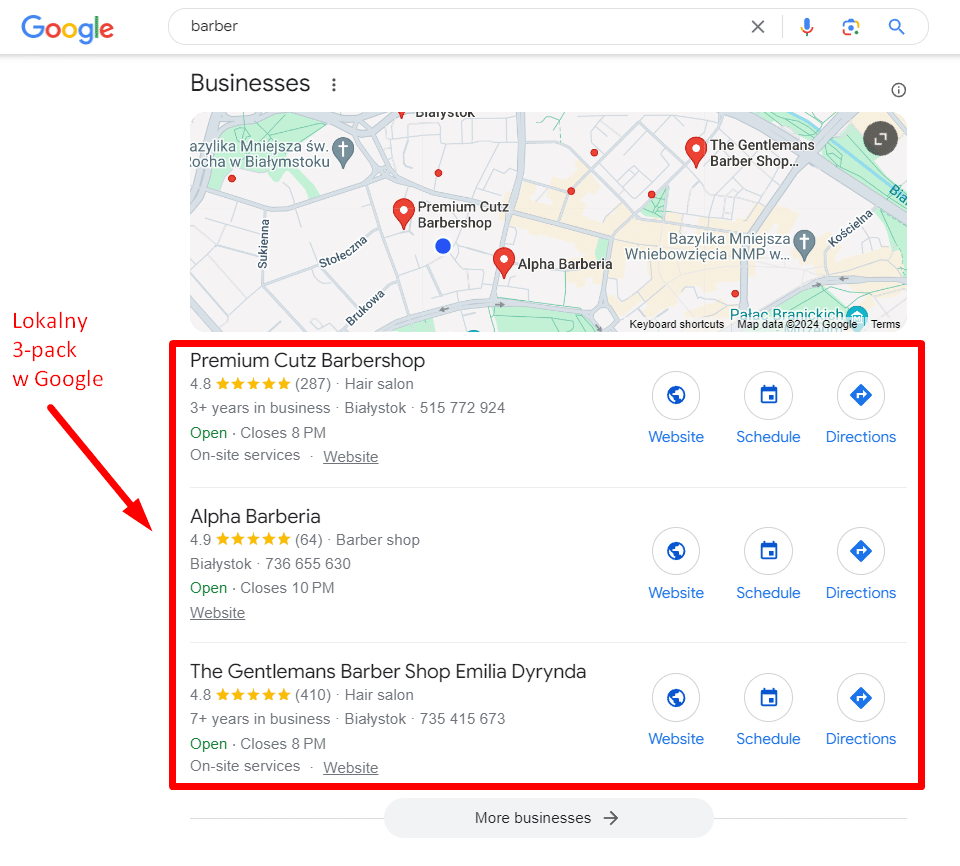 Agencja marketingowa w Grudziądzu – Lokalny 3-pack Google